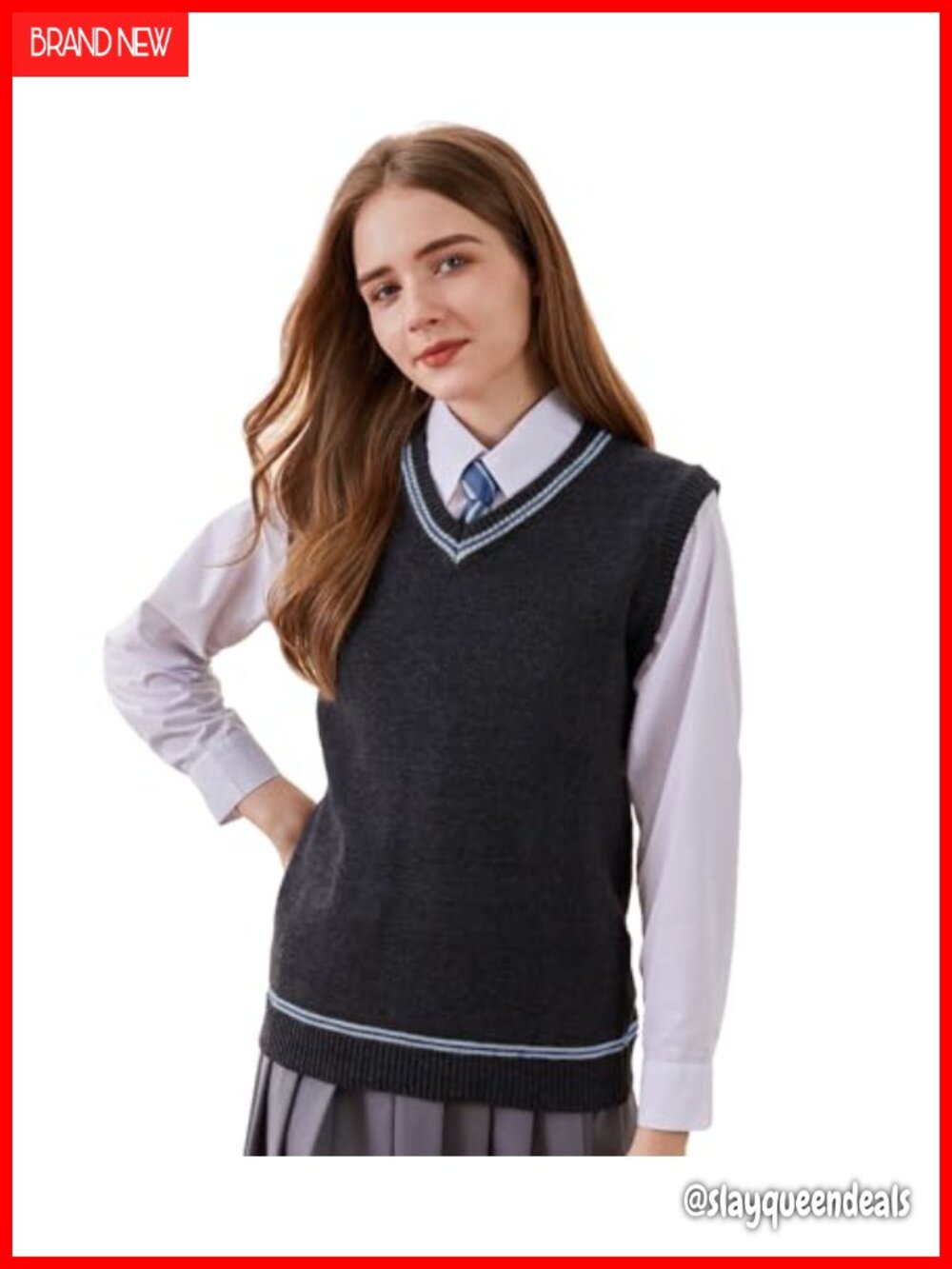 Knit V-Neck Sweater Vest Sleeveless Pullover Cosplay Costume Unisex